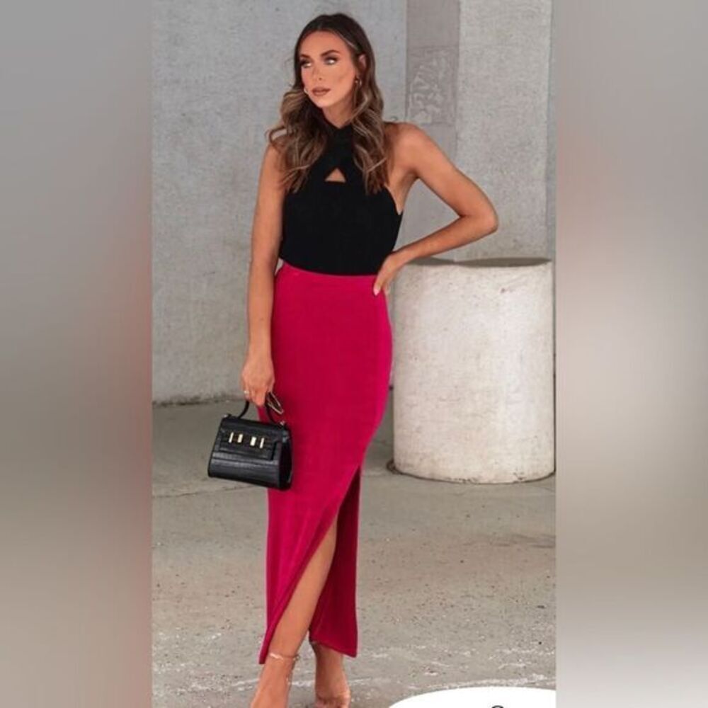 Women's pink maxi skirt, New